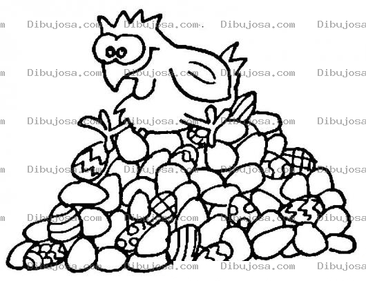 Dibujo para colorear Dibujo De Gallina Poniendo Huevos De Pascua Para Pintar Y Colorear Gallina Sobre Huevos De Pascua