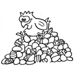 Dibujo para colorear Dibujo De Gallina Poniendo Huevos De Pascua Para Pintar Y Colorear Gallina Sobre Huevos De Pascua