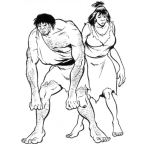 Dibujo para colorear Dibujo De Pareja Primitiva Cavernicola Neandertal Para Pintar Y Colorear