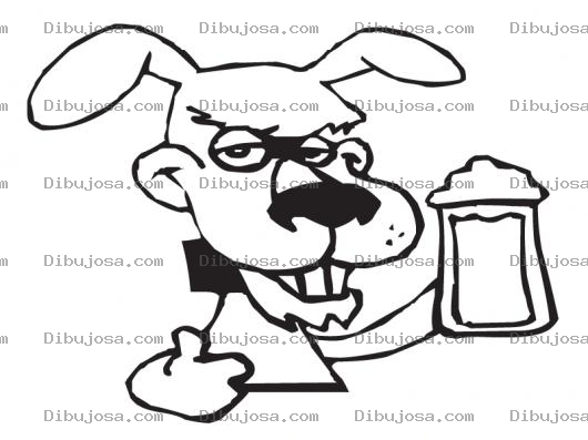 Dibujo para colorear Perro Con Tarro De Cerveza Para Pintar Y Colorear