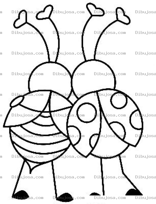 Dibujo para colorear Mariquitas Enamoradas Para Pintar Y Colorear Pareja De Insectos Enamorados Con Antenitas De Corazones