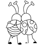 Dibujo para colorear Mariquitas Enamoradas Para Pintar Y Colorear Pareja De Insectos Enamorados Con Antenitas De Corazones