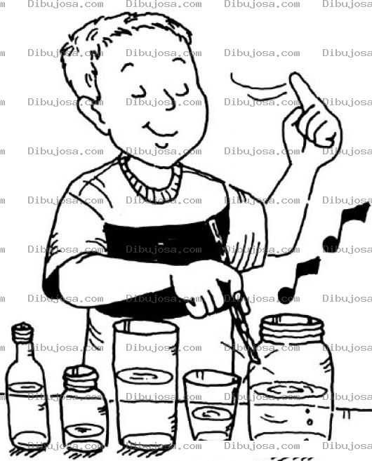 Dibujo para colorear Dibujo De Piano Con Frascos De Cristal Llenos De Agua Para Pintar Y Colorear