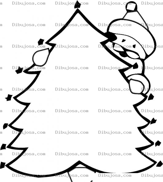 Dibujo para colorear Dibujo Del Arbolito De Navidad Para Pintar Y Colorear Con Santaclos Atras