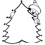 Dibujo para colorear Dibujo Del Arbolito De Navidad Para Pintar Y Colorear Con Santaclos Atras