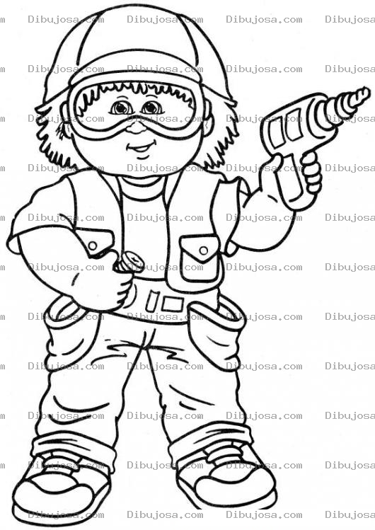 Dibujo para colorear Dibujo De Nino Con Barreno Y Tornillo Para Pintar Y Colorear