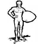 Dibujo para colorear Dibujo De Chico Surfistar Para Pintar Y Colorear Surfeador Con Tabla De Surf De Sorfista