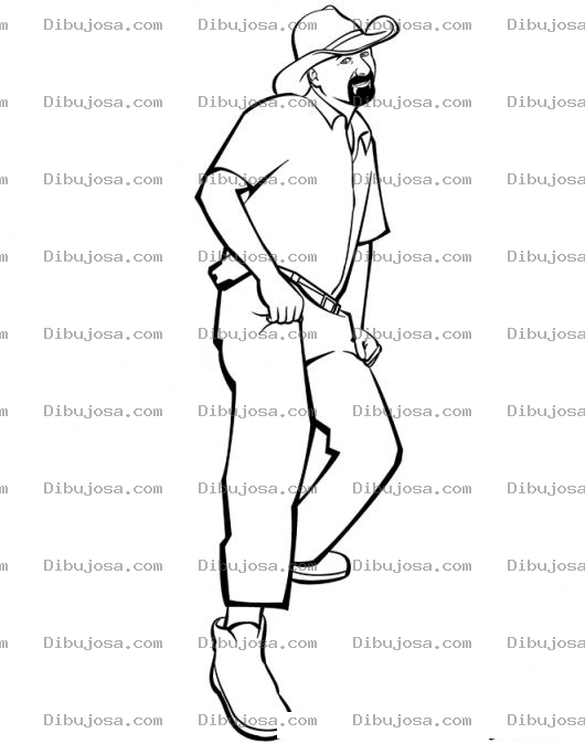 Dibujo para colorear Dibujo De Vaquero Sin Botas Vaqueras Y Con Barba De Candado Para Pintar Y Colorear