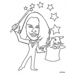 Dibujo para colorear Dibujo De Mujer Mago Para Pintar Y Colorear Maga Con Varita Magica Y Un Conejo Saliendo De Un Sombrero