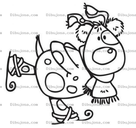 Dibujo para colorear Dibujo De Perrito Con Orejeras Y Bufanda Navidena Patinando Sobre Hielo Para Pintar Y Colorear