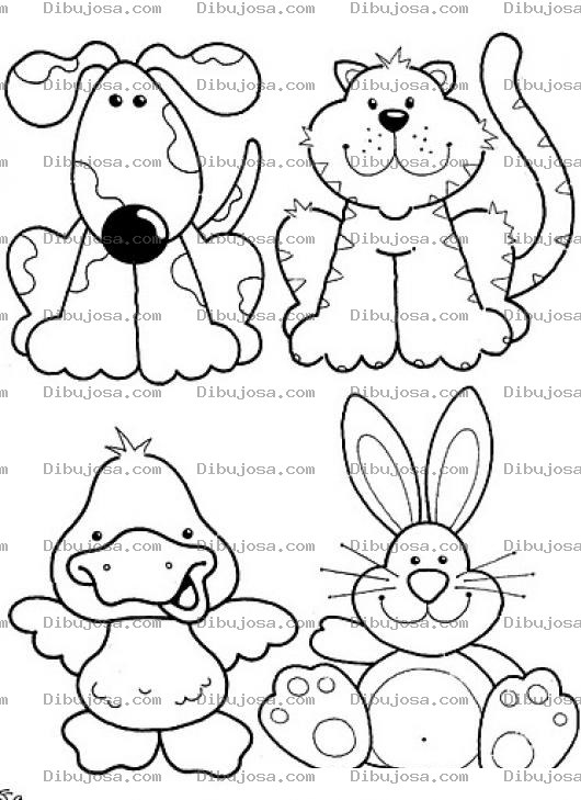 Dibujo para colorear Perro Gato Pato Y Conejo Para Colorear Y Pintar