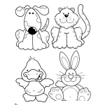 Dibujo para colorear Perro Gato Pato Y Conejo Para Colorear Y Pintar