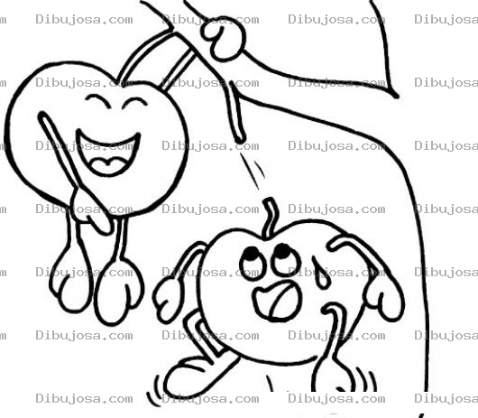 Dibujo para colorear Dibujo De Mazana Madura Cayendose De Buena Del Arbol De Manzanas Para Pintar Y Colorear