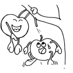 Dibujo para colorear Dibujo De Mazana Madura Cayendose De Buena Del Arbol De Manzanas Para Pintar Y Colorear