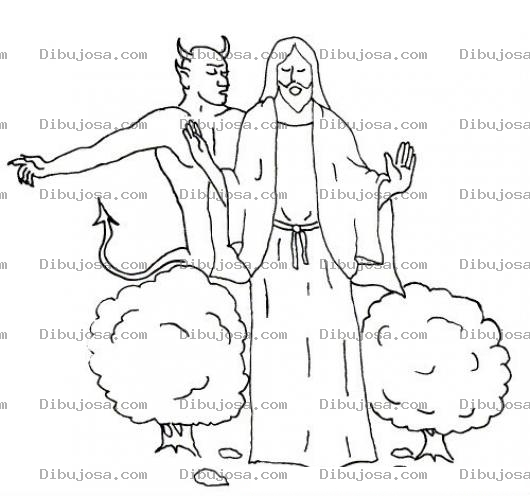 Dibujo para colorear Dibujo De JESUS Venciendo Las Tentaciones Del Diablo Para Pintar Y Colorear