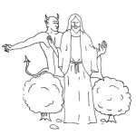 Dibujo para colorear Dibujo De JESUS Venciendo Las Tentaciones Del Diablo Para Pintar Y Colorear