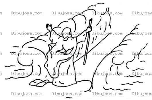 Dibujo para colorear Dibujo De Moises Separando Las Aguas Del Mar Rojo Para Pintar Y Colorear