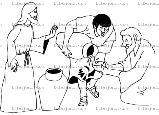 Dibujo para colorear Dibujo De JESUS Convirtiendo El Agua En Vino Para Pintar Y Colorear La Conversion Del Vino De JESUS Dibujosdelabiblia