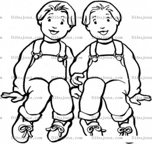 Dibujo para colorear Dibujo De Gemelitos Para Pintar Y Colorear Hermanos Gemelos Vestidos Iguales