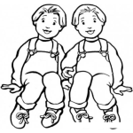 Dibujo para colorear Dibujo De Gemelitos Para Pintar Y Colorear Hermanos Gemelos Vestidos Iguales
