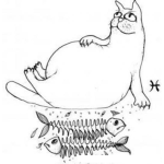 Dibujo para colorear Dibujo De Gato Gordo Despues De Haber Comido Dos Pescados Para Pintar Y Colorear