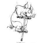 Dibujo para colorear Dibujo De Cerdo Saltando Con Un Pogo Para Pintar Y Colorear Cerdito Cochinito Chanchito Marranito Cochito Saltarin