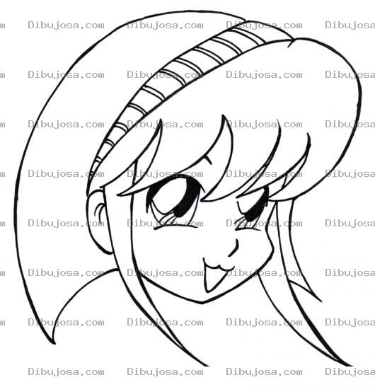 Dibujo para colorear Dibujo De Una Cabeza De Nina Para Pintar Y Colorear nena jovencita chiquilla con diadema y pelo corto