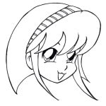 Dibujo para colorear Dibujo De Una Cabeza De Nina Para Pintar Y Colorear nena jovencita chiquilla con diadema y pelo corto