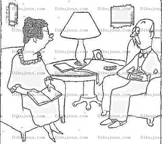 Dibujo para colorear Dibujo De Pareja De Viejitos Sentados En La Sala Para Pintar Y Colorear