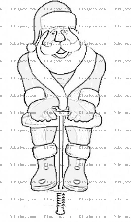Dibujo para colorear Dibujo De Santa Claus Saltando En Pogo Para Pintar Y Colorear