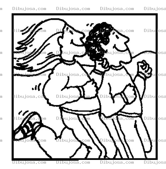 Dibujo para colorear Dibujo De Pareja Trotando Para Pintar Y Colorear
