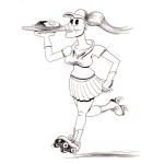 Dibujo para colorear Dibujo De Mesera En Patines Llevando Un Plato De Huevos Rancheros Con Frijoles Y Crema Para Pintar Y Colorear