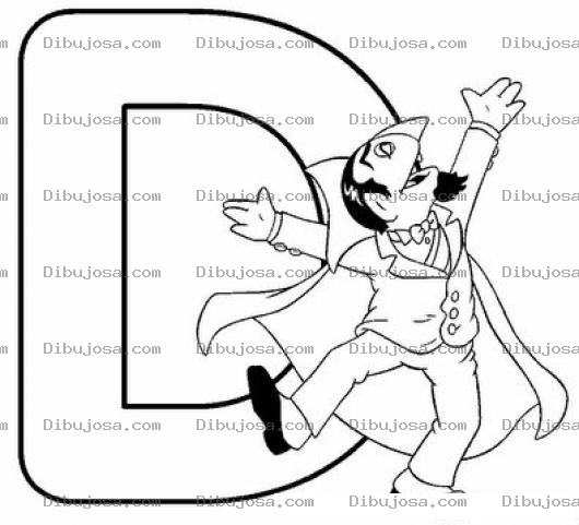 Dibujo para colorear Dibujo De La Letra D De Dracula Para Pintar Y Colorear
