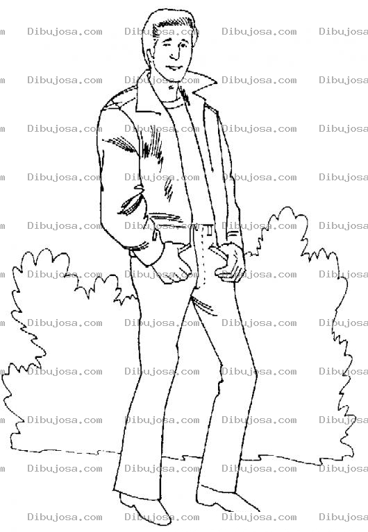 Dibujo para colorear Dibujo De Hombre Con Chumpa De Cuero Para Pintar Y Colorear