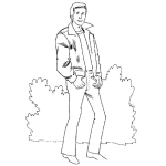 Dibujo para colorear Dibujo De Hombre Con Chumpa De Cuero Para Pintar Y Colorear