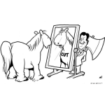 Dibujo para colorear Dibujo De Caballo Viendose En Un Espejo A Punto De Ser Decapitado Para Pintar Y Colorear