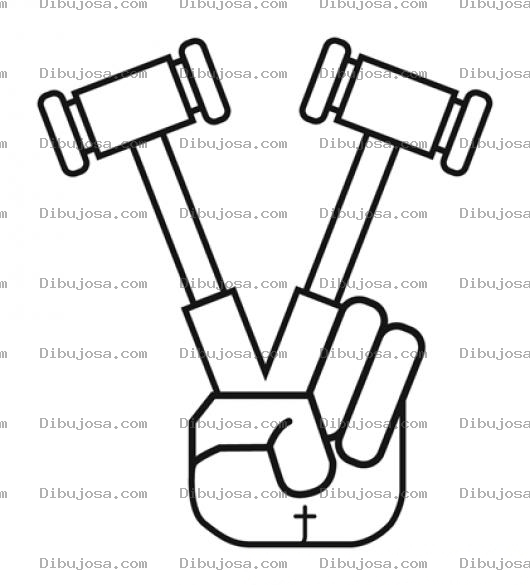 Dibujo para colorear Guante Con Martillos Para Pintar Mano Con Dedos De Martillo Para Pintar Y Colorear