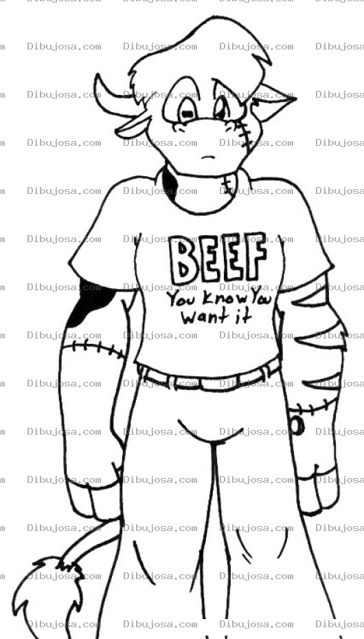 Dibujo para colorear Dibujo De Chico Torito Con Brazo De Tigre Para Pintar Y Colorear