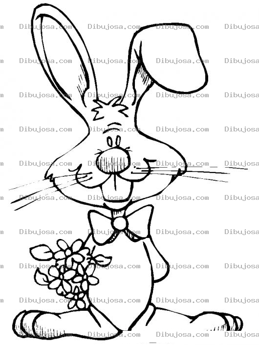 Dibujo para colorear Coniejito Con Flores Para Pintar Y Colorear