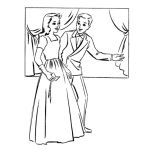 Dibujo para colorear Las Damas Primero Dibujo De Novio Caballeroso Dando Su Lugar A Su Novia Para Pintar Y Colorear Caballero Diciendo Lasdamasprimero