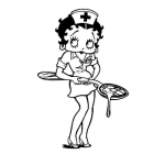 Dibujo para colorear Dibujo De Beti Bup De Enfermera Con Una Cucharadita De Jarabe Gigante Para Pintar Y Colorear A La Enfermerita Betty Boop