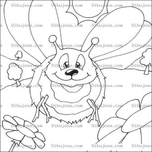 Dibujo para colorear Dibujo De Abejita Volando Frente A Una Flor Para Pintar Y Colorear