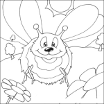 Dibujo para colorear Dibujo De Abejita Volando Frente A Una Flor Para Pintar Y Colorear
