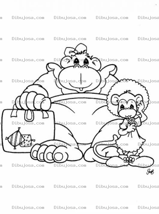 Dibujo para colorear Dibujo De Mama Mona Con Su Hija Monita Con Pelo Afro Para Pintar Y Colorear