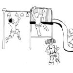 Dibujo para colorear Dibujo De Ninos Jugando En El Parque Para Pintar Y Colorear
