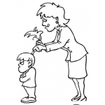 Dibujo para colorear Dibujo De Mama Peinando A Su Hija Y Haciendole Una Cola Para Pintar Y Colorear