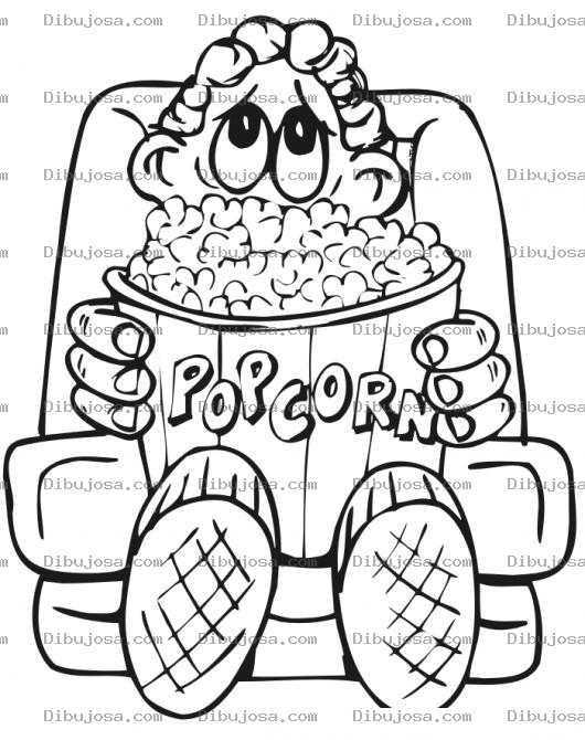 Dibujo para colorear Nino Comiendo Palomitas De Maiz Dibujo Para Colorear Chico En El Cine Comiendo Poporopos