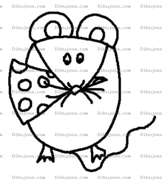 Dibujo para colorear Dibujo De Ratoncito Con Un Pedazo De Queso En La Boca Para Pintar Y Colorear
