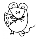 Dibujo para colorear Dibujo De Ratoncito Con Un Pedazo De Queso En La Boca Para Pintar Y Colorear