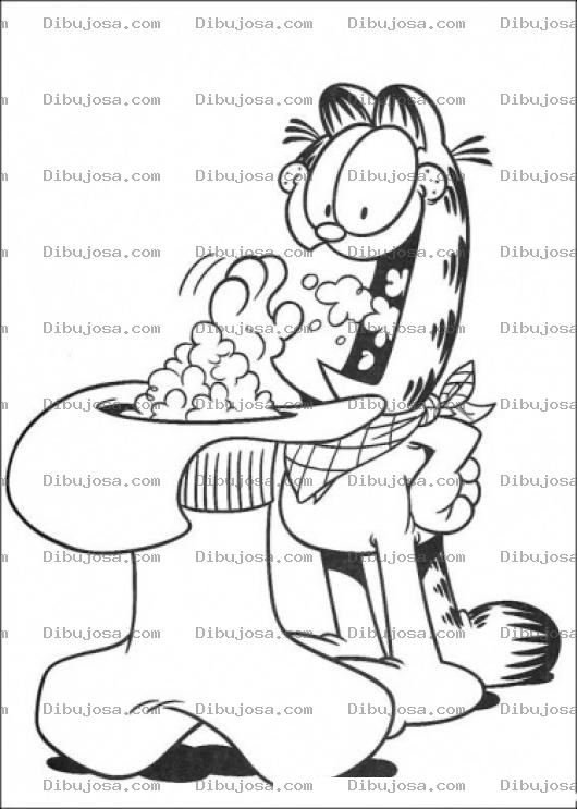 Dibujo para colorear Dibujo De Garlfield Comiendo Poporopos Para Pintar Y Colorear